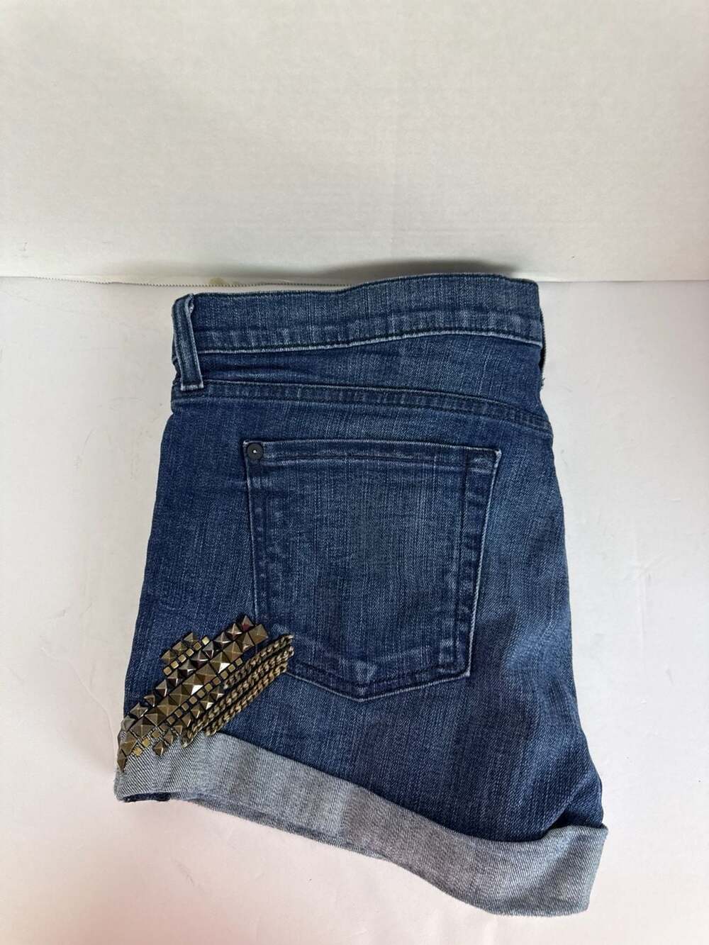 7 For All Mankind Studded and Chain Embellished Cuffed Denim Shorts Size 30